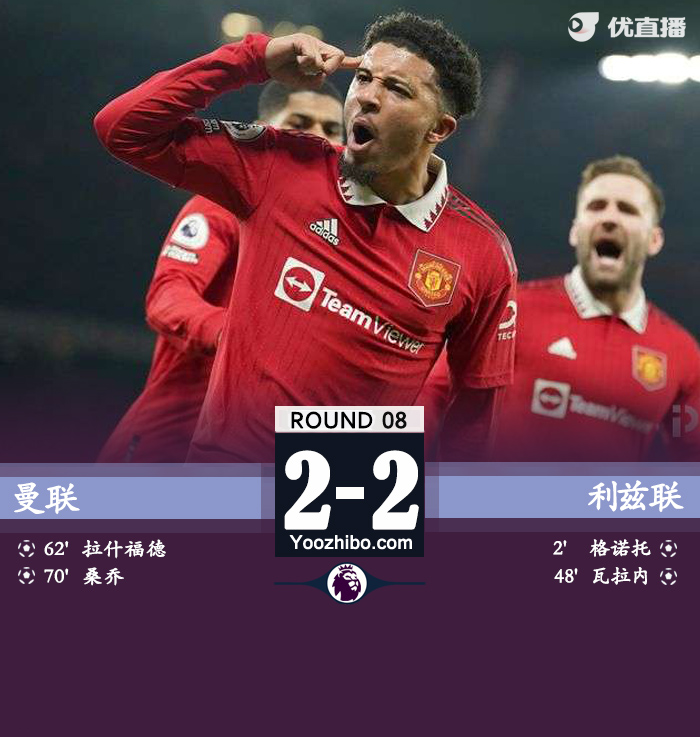 曼聯2-2利茲聯。