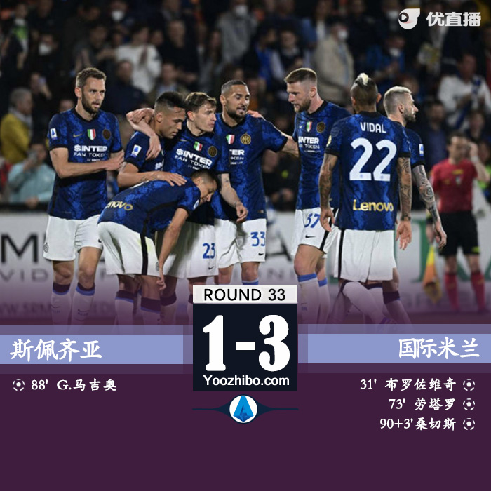 國際米蘭客場3-1擊敗斯佩齊亞
