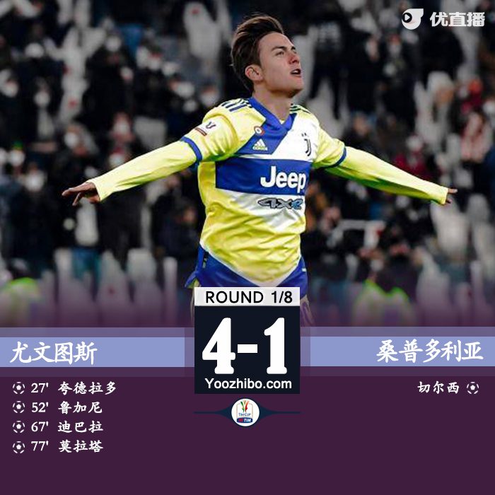 尤文4-1桑普 夸德拉多任意球破門魯加尼迪巴拉建功