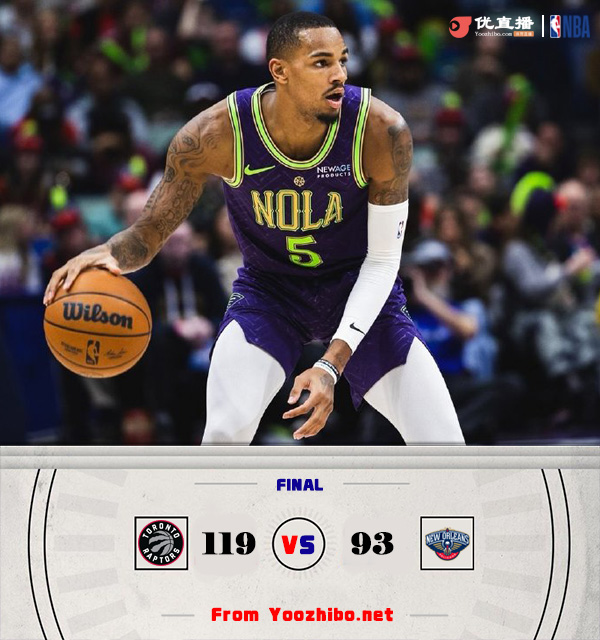 猛龍119-93大勝鵜鶘 巴雷特22+8+11 巴恩斯17+13+7 穆雷復出14分