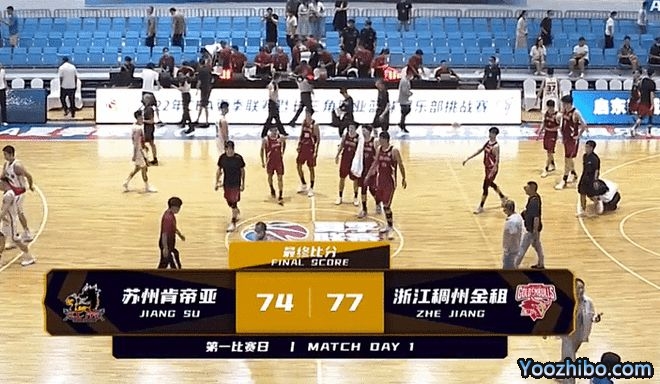 浙江隊以77-74逆轉戰勝江蘇隊